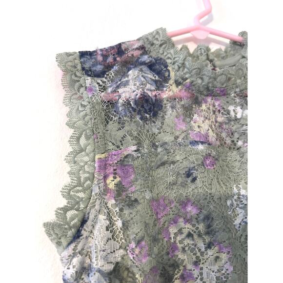 Knit Works Girls Green Floral Lace Dress Size 10 Elegant Party - Picture 4 of 7